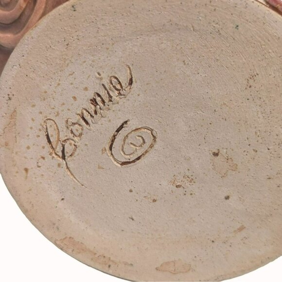 Vintage Studio Folk Art Pottery Stoneware Vase African Women Dancing Signed Conn - Picture 5 of 5